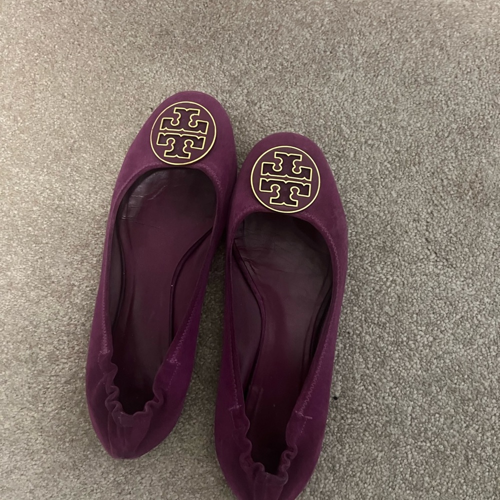 Tory Burch Purple Flats with Gold Medallion